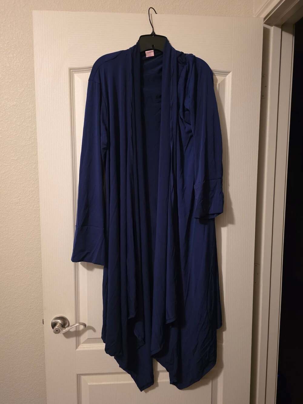 Flirty Pink Blue Oversized Open Front Cardigan Duster Slinky Knit Maxi One Size